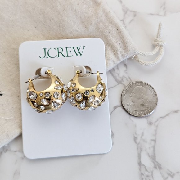 J.Crew Crystal-studded Huggie Hoop Earrings - Picture 5 of 5
